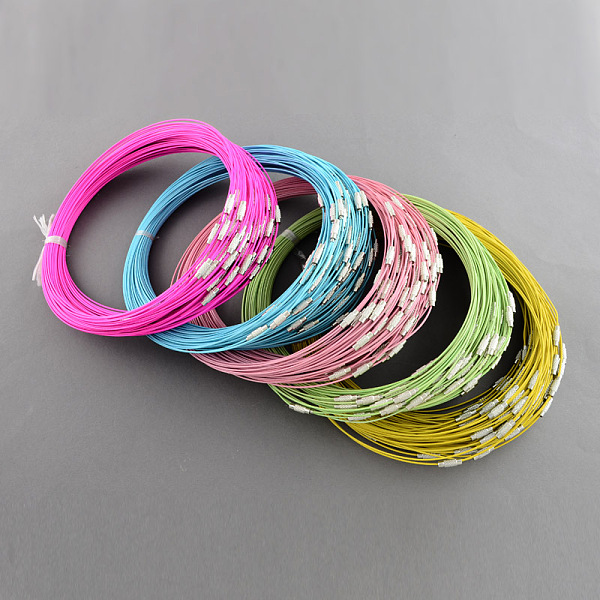 

PandaHall Steel Wire Bracelet Cord DIY Jewelry Making, with Brass Screw Clasp, Mixed Color, 225x1mm Steel Multicolor