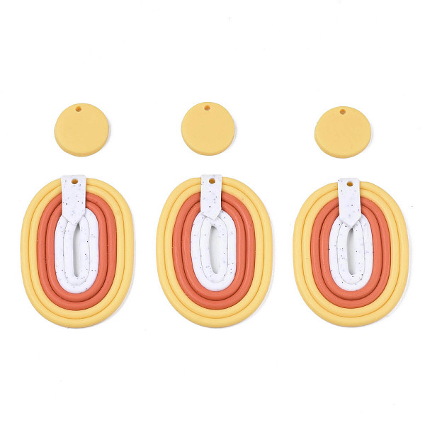 

PandaHall Handmade Polymer Clay Pendants, Oval & Flat Round, Gold, 16~47.5x16~34.5x2~4mm, Hole: 1.8mm, 2pcs/set Polymer Clay Mixed Shapes...