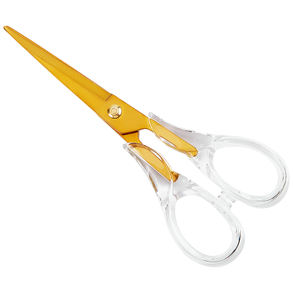 

PandaHall Stainless Steel Scissors, with Acrylic Handle, Golden, 16x6.6x1.25cm Stainless Steel