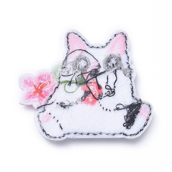

PandaHall Computerized Embroidery Cloth Iron on/Sew on Patches, Costume Accessories, Appliques, Cat with Apple, Colorful, 43x50x2mm Cloth...
