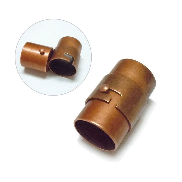

PandaHall Brass Locking Tube Magnetic Clasps, Column, Red Copper, 19x12mm, Hole: 10mm Brass Column