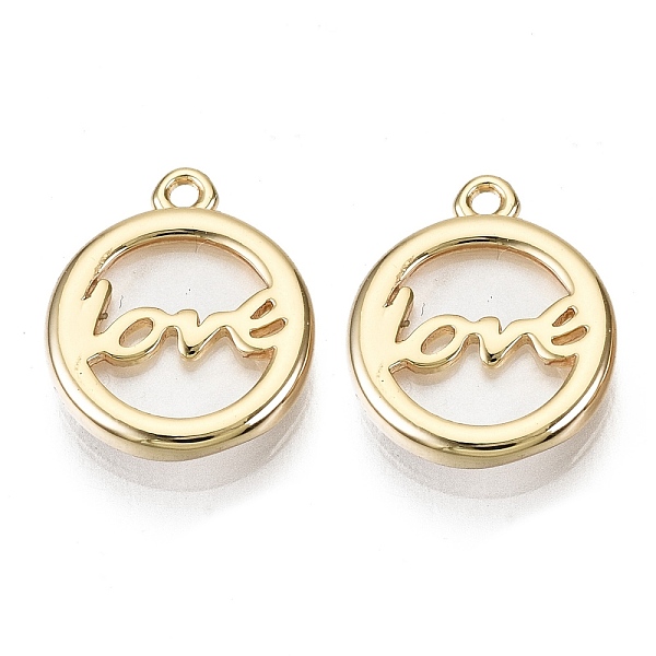

PandaHall Brass Cat Eye Charms, Nickel Free, Flat Round with Word love, Creamy White, Real 18K Gold Plated, 12.5x10.5x2mm, Hole: 1mm...