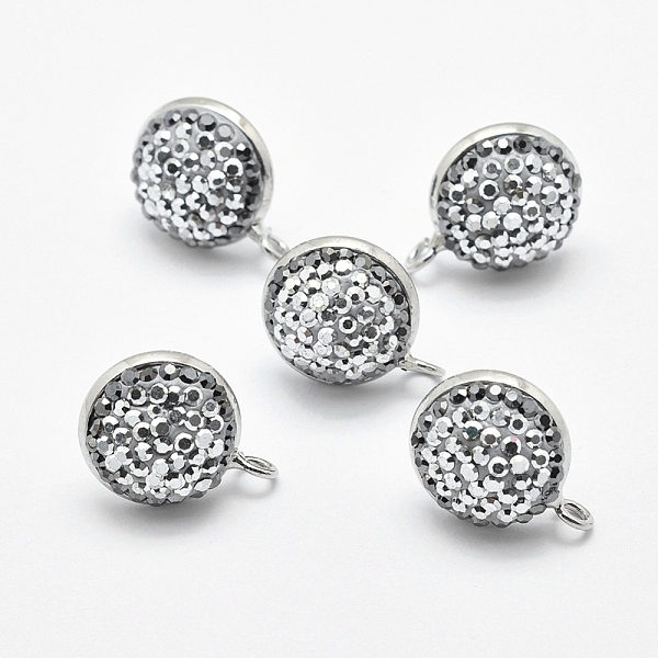 

PandaHall Brass Polymer Clay Stud Earring Findings, with Loop, Grade A Rhinestones, Flat Round, Platinum, 18x14mm, Hole: 2mm, Pin: 0.6mm..., Gray