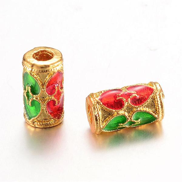 

PandaHall Alloy Enamel Beads, Column, Golden, 12x7mm, Hole: 3mm Alloy+Enamel Column