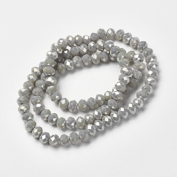 

PandaHall Electroplate Opaque Glass Beads Strands, Full Rainbow Plated, Faceted, Rondelle, Dark Gray, 8x6mm, Hole: 1mm, about...