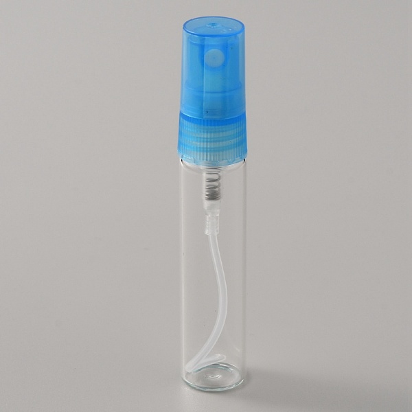 

PandaHall Transparent Glass Spray Bottles, Fine Mist Atomizer, with Plastic Dust Cap, Refillable Bottle, Column, Dodger Blue, 1.4x7.9cm...