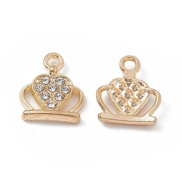 

PandaHall Alloy Crystal Rhinestone Charms, Crown, Light Gold, 14x12x2.5mm, Hole: 1.8mm Alloy+Rhinestone Crown Clear