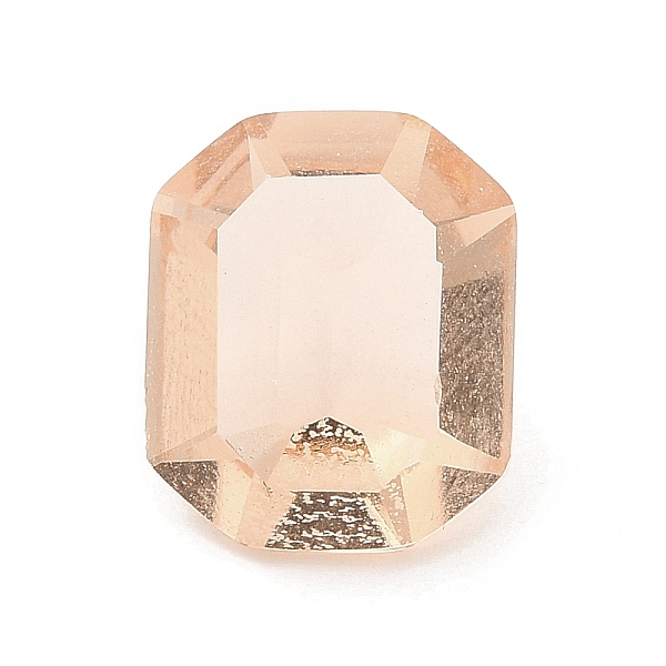 

PandaHall Pointed Back Glass Rhinestone Cabochons, Rectangle, Faceted, Bisque, 12x10x5~6mm Glass Rhinestone Rectangle Orange