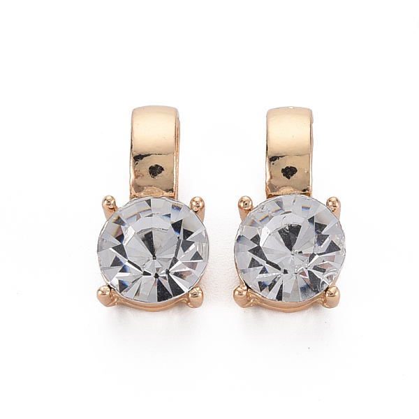

PandaHall Transparent Glass Pendants, with Brass Findings, Long-Lasting Plated, Faceted, Flat Round, Light Gold, 16x8x8mm, Hole: 6.5mm..., Clear