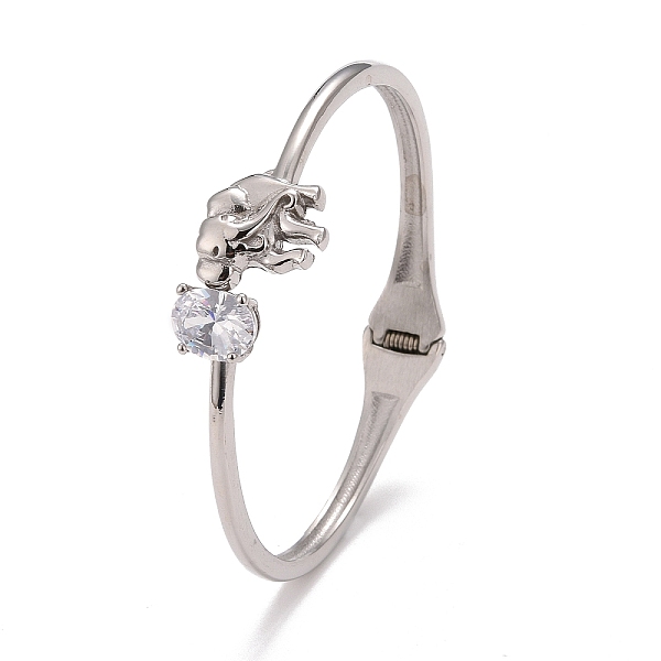 Bracelet manchette éléphant en zircone cubique transparente