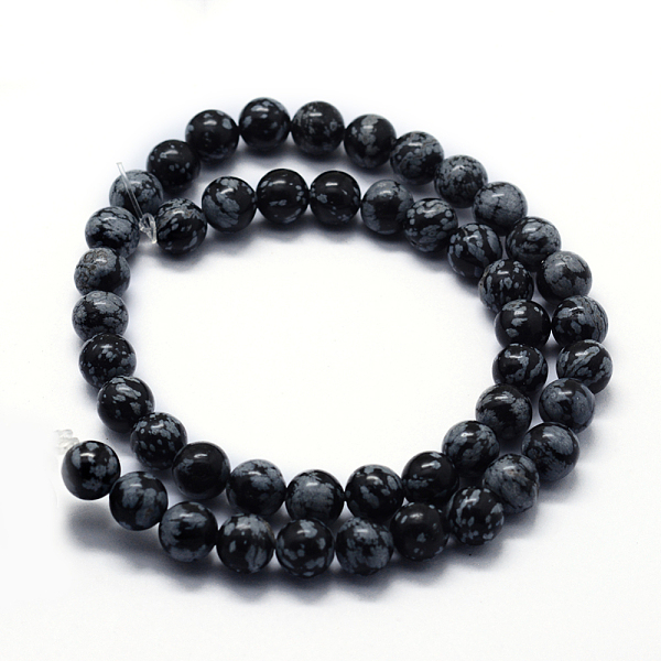 

PandaHall Natural Snowflake Obsidian Beads Strands, Round, 6mm, Hole: 0.8mm, about 63pcs/strand, 14.76 inch(37.5cm) Snowflake Obsidian...