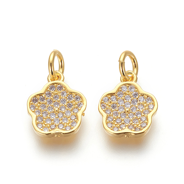 

PandaHall Brass Micro Pave Cubic Zirconia Charms, Lead Free & Cadmium Free, Clear, Flower, Golden, 11x9x2mm, Hole: 3mm Brass+Cubic Zirconia...