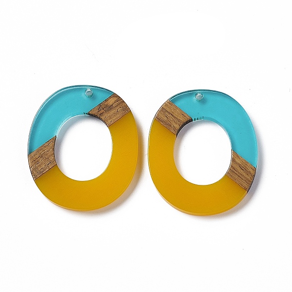 

PandaHall Transparent Resin & Walnut Wood Pendants, Donut Charms, Gold, 38x32.5x3.5mm, Hole: 2mm Resin+Wood Donut Gold