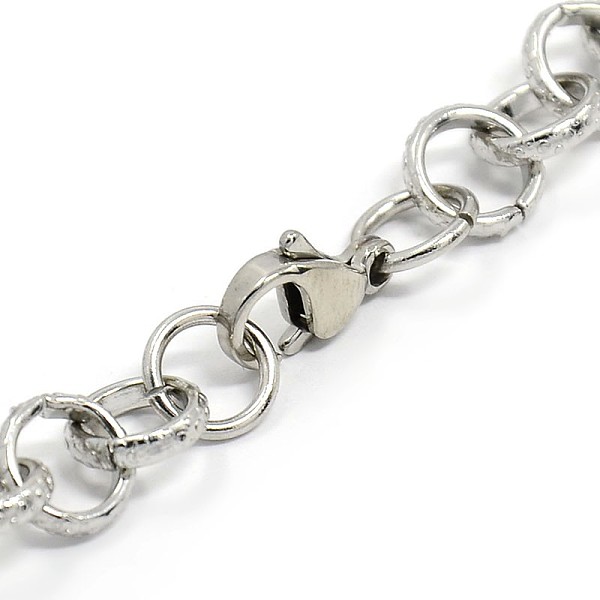 

PandaHall Fashionable 304 Stainless Steel Engraved Bubbles Cable Chain Bracelets, with Lobster Claw Clasps, Stainless Steel Color, 8-1/8...