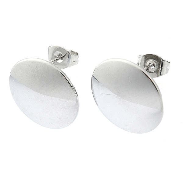 

PandaHall 201 Stainless Steel Stud Earrings, with 304 Stainless Steel Pins, Plain Flat Round, Stainless Steel Color, 15mm 201 Stainless...
