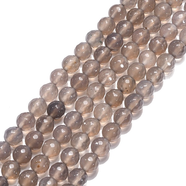 

PandaHall Natural Grey Agate Beads Strands, Faceted Round, 8mm, Hole: 1mm, about 24pcs/strand, 7.87 inch Grey Agate Round Gray
