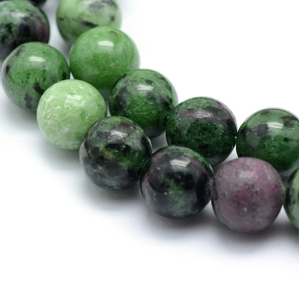 Natural Ruby In Zoisite Round Beads Strands