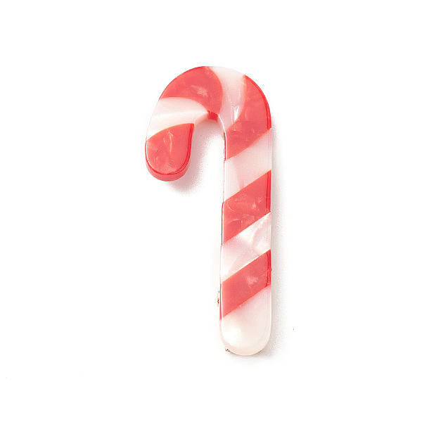 

PandaHall Christmas Cellulose Acetate Alligator Hair Clip, with Alloy Chips, Candy Cane, 48.5x20mm Cellulose Acetate Candy Cane Red