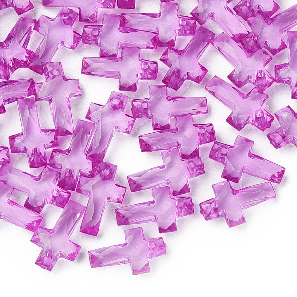 

PandaHall Transparent Acrylic Pendants, Faceted, Cross, Orchid, 16x10x4.5mm, Hole: 1.5mm, about 3300pcs/500g Acrylic Cross Purple