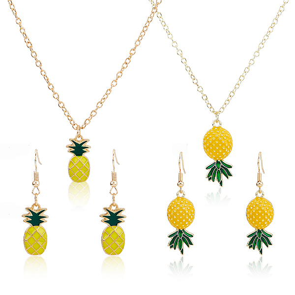

PandaHall FIBLOOM 2 Sets 2 Style Alloy Pineapple Pendant Necklace & Dangle Earrings, Jewelry Set for Women, Light Gold, 528~533mm, 23~47.5mm...