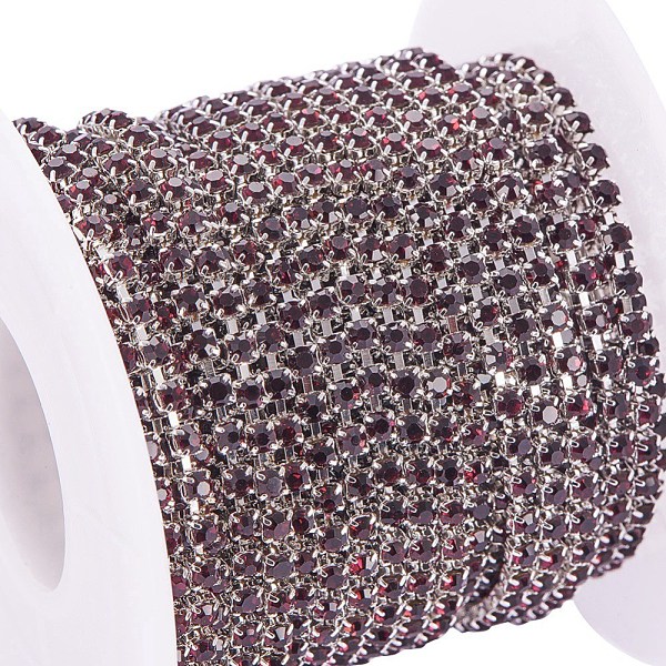 

PandaHall Brass Rhinestone Strass Chains, with Spool, Rhinestone Cup Chain, about 2880pcs Rhinestone/bundle, Grade A, Silver Color Plated...