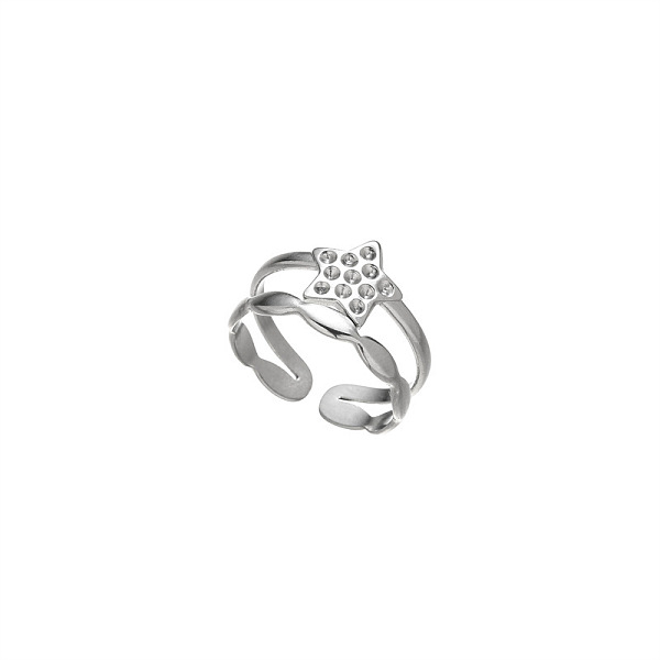 

PandaHall Stainless Steel Open Cuff Finger Rings Stainless Steel Star
