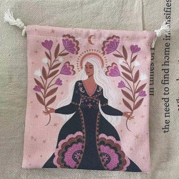 

PandaHall Tarot Card Storage Bag, Cloth Tarot Drawstring Bags, Rectangle with Woman Pattern, Pink, 18x13cm Cloth Human Pink