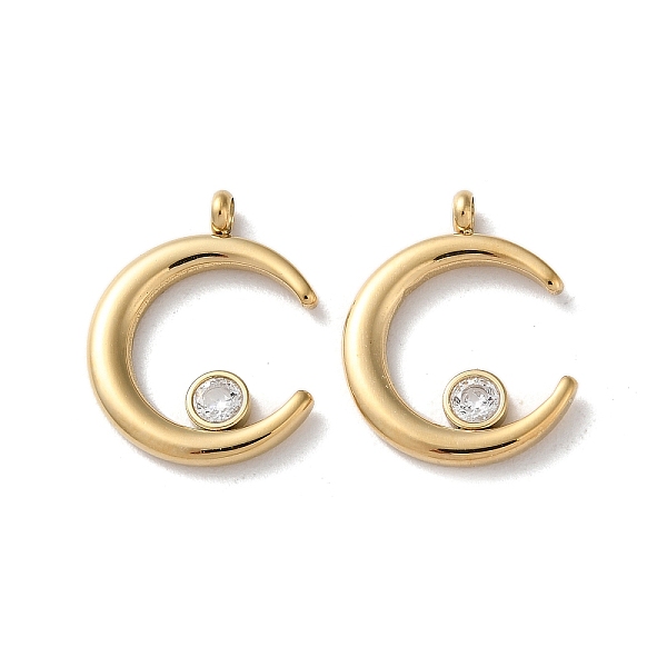 

PandaHall 304 Stainless Steel Pendants, with Rhinestone, Real 14K Gold Plated, Double Horn/Crescent Moon Charm, Crystal, 18x14x2mm, Hole..., Clear