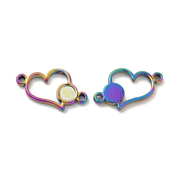 

PandaHall Ion Plating(IP) 304 Stainless Steel Cabochon Connector Settings, Heart, Rainbow Color, Tray: 4mm, 11.5x18x2mm, Hole: 1.4mm 304...