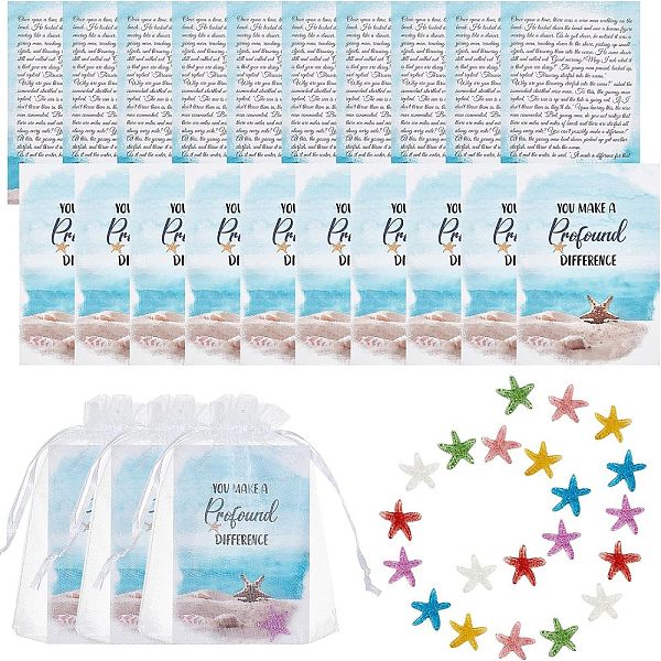 

PandaHall OLYCRAFT 150Pcs Starfish Story Mini Keepsake Appreciation Notecards Kit Mini Starfish Story Gifts Small Starfish Card with..., Multicolor