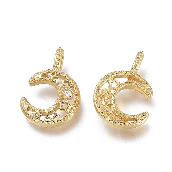 

PandaHall Brass Micro Pave Clear Cubic Zirconia Pendants, Long-Lasting Plated, Moon, Real 18K Gold Plated, 16x10.5x5mm, Hole: 3.2x1.6mm...