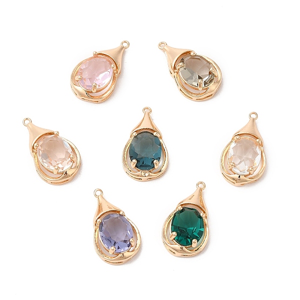 

PandaHall Brass with K9 Glass Charms, Light Gold, Teardrop Charms, Mixed Color, 20x11.5x6mm, Hole: 1mm K9 Glass Teardrop Multicolor