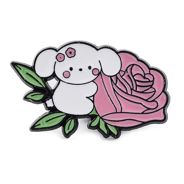 

PandaHall Flower Rose Dog Enamel Pin, Alloy Brooch for Backpack Clothes, Flamingo, 21x34x1.5mm Alloy+Enamel Dog Pink