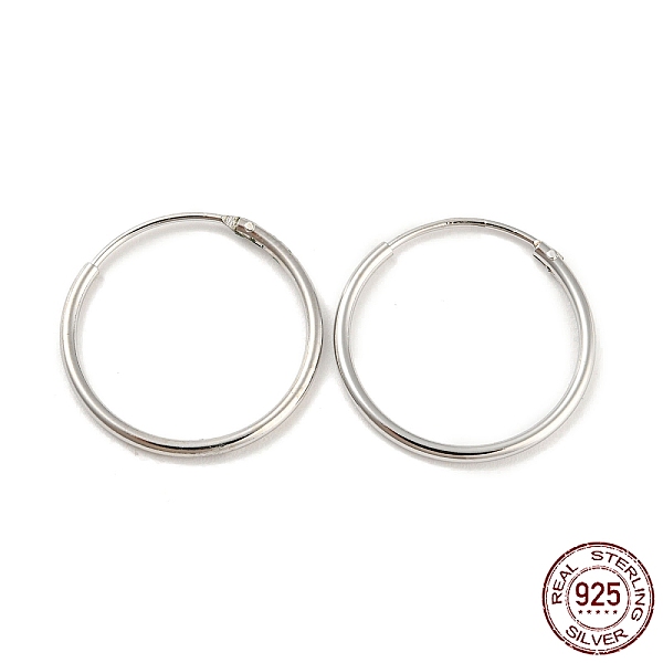 

PandaHall Rhodium Plated 925 Sterling Silver Huggie Hoop Earring Findings, with S925 Stamp, Real Platinum Plated, 16x1.2mm Sterling Silver