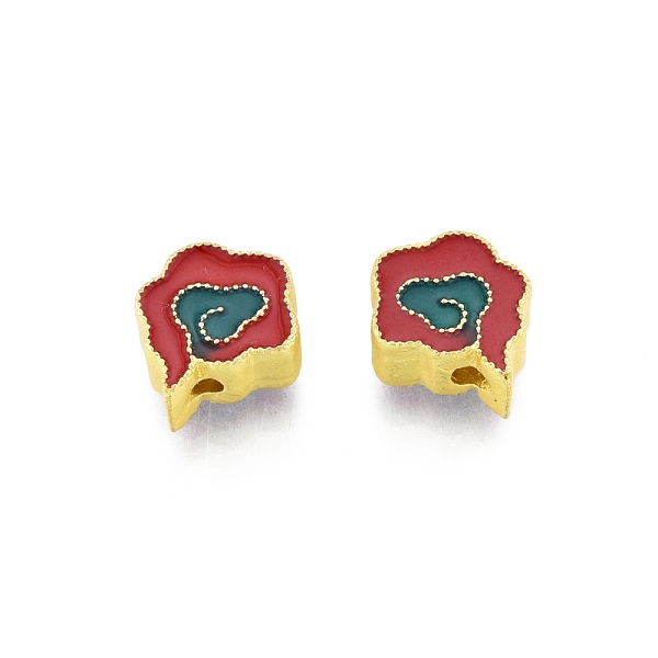 

PandaHall Alloy Enamel Beads, Matte Gold Color, Auspicious Clouds, FireBrick, 12x10.5x5mm, Hole: 1.8mm Alloy+Enamel Cloud Red