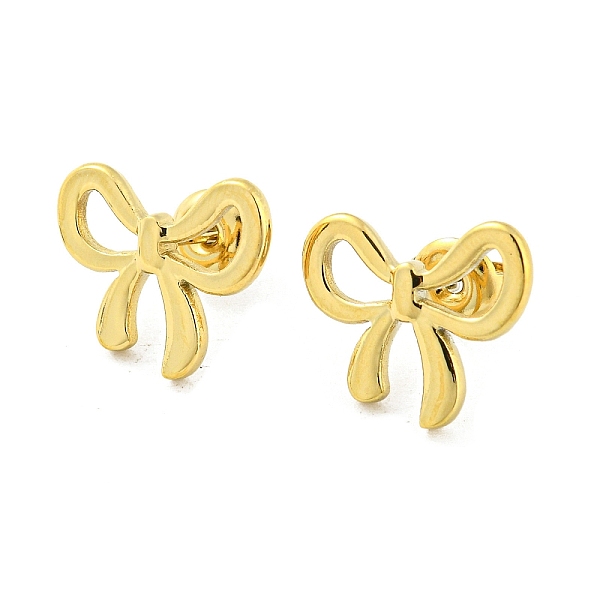 

PandaHall 304 Stainless Steel Stud Earrings, Bownot, Real 14K Gold Plated, 13.5x15.5mm 304 Stainless Steel Bowknot
