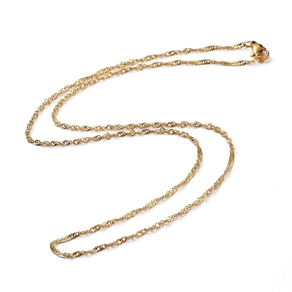 

PandaHall 304 Stainless Steel Singapore Chain Necklaces, Water Wave Chain Necklaces, with Lobster Claw Clasps, Golden, 19.88 inch(50.5cm)...