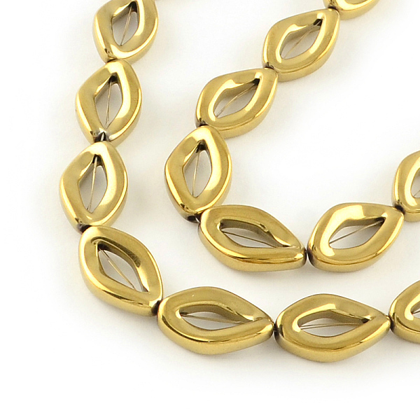 

PandaHall Electroplated Non-magnetic Synthetic Hematite Beads Strands, Twist Oval, Golden Plated, 15.5x9.5x3mm, Hole: 1mm, about...