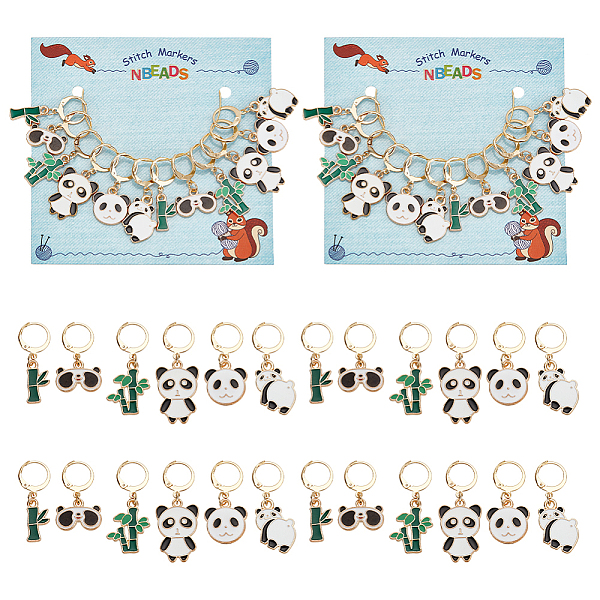

PandaHall Alloy Enamel Bamboo Stick/Panda Pendant Locking Stitch Markers, 304 Stainless Steel Leverback Earring Stitch Marker, Mixed Color..., Multicolor