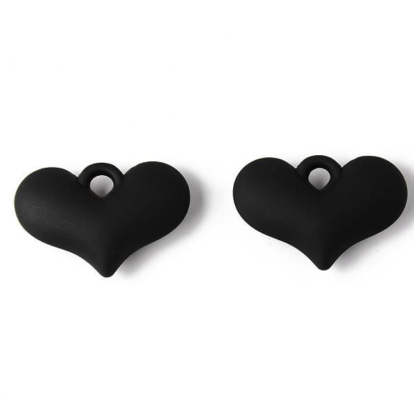 

PandaHall Rubberized Style Acrylic Pendants, Puffed Heart, Black, 25x37x10mm, Hole: 4.5mm Acrylic Heart Black