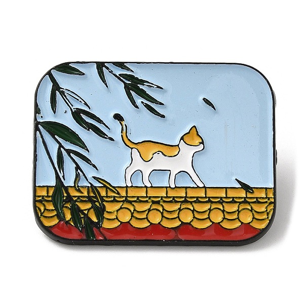 

PandaHall Chinese Style Forbidden City & Cat Theme Enamel Pin, Black Zin Alloy Brooch for Backpack Clothes, Light Steel Blue, 25x32x2mm...