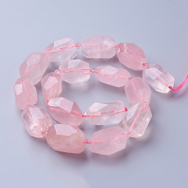 

PandaHall Natural Rose Quartz Beads Strands, Faceted, Polygon, 19~22x12~18mm, Hole: 1.5mm, about 16~17pcs/strand, 15.15 inch~16.14 inch...