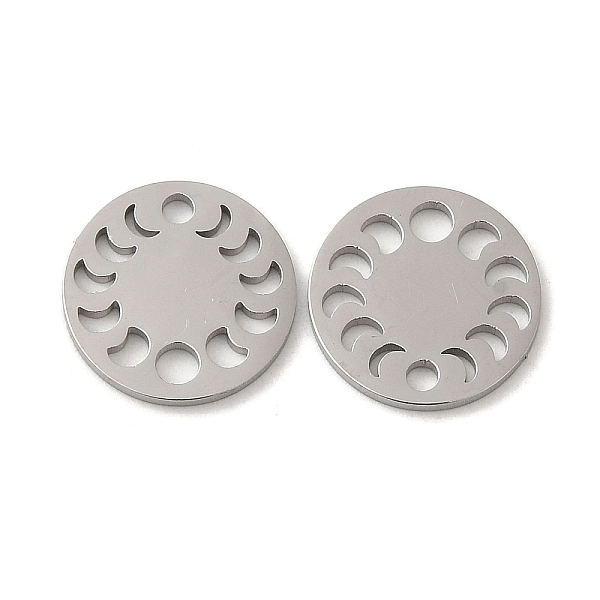 

PandaHall 304 Stainless Steel Connector Charms, Flat Round Links with Hollow Moon Phase, Stainless Steel Color, 12x1mm, Hole: 1.6mm & 2mm...