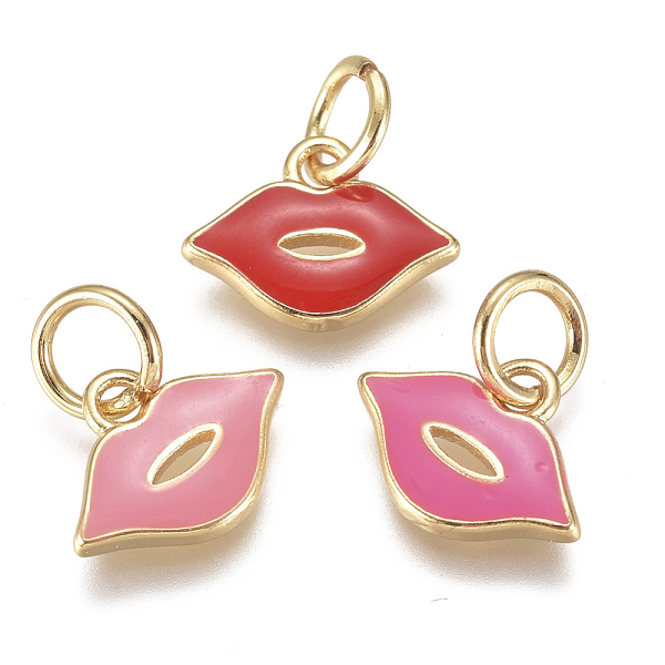 

PandaHall Real 18K Gold Plated Brass Enamel Charms, Makeup Charms, Long-Lasting Plated, Lip, Mixed Color, 8x11x1mm, Hole: 3mm Brass+Enamel..., Multicolor