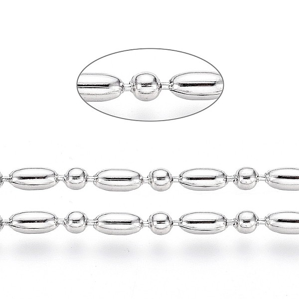 

PandaHall 304 Stainless Steel Ball Chains, Stainless Steel Color, Rice: 4x2mm, Ball: 2mm 304 Stainless Steel