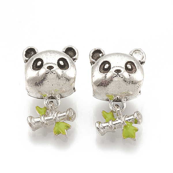 

PandaHall Alloy European Dangle Charms, Large Hole Pendants, with Enamel, Panda with Bamboo, Antique Silver, 17.5mm, Hole: 5mm, 7.5x8.5mm...