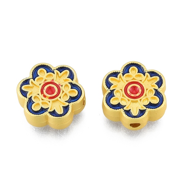 

PandaHall Alloy Enamel Beads, Matte Style, Flower, Matte Gold Color, 11.5x12.5x4mm, Hole: 1.8mm Alloy+Enamel Flower