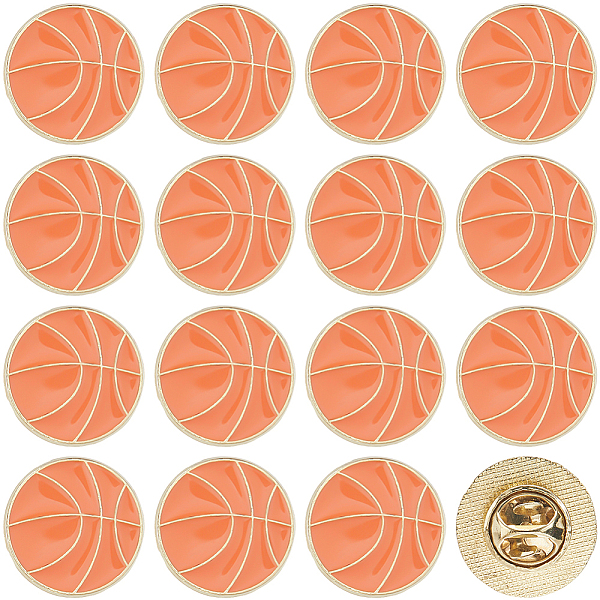 SUNNYCLUE 20Pcs Basketball Pins Sport Enamel Pins with Clutch Alloy Orange Small Round School Ball Team Logo Metal Lapel Brooches...