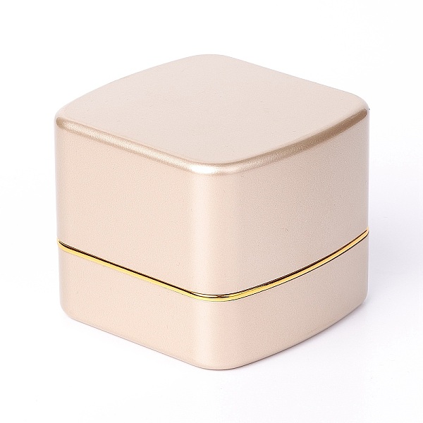 

PandaHall Square Plastic Jewelry Ring Boxes, with Velvet and LED Light, PapayaWhip, 6.5x6.7x5.6cm Plastic Square Orange