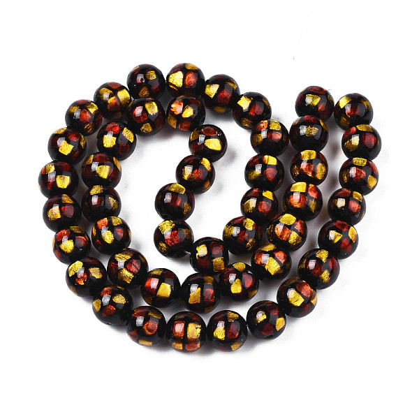 

PandaHall Handmade Silver Foil Glass Beads Strands, Round, Coconut Brown, 9~10x10mm, Hole: 1.6mm, about 48pcs/strand, 18.11 inch(46cm) Foil...